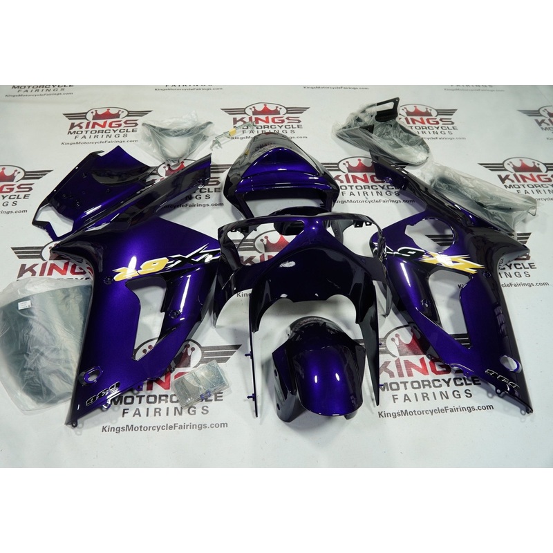 Fairing kit for a Kawasaki ZX6R 636 (2003-2004) Purple, Gold, Black, White Clear Windscreen: Free No Seat Cowl No Bolt Kit