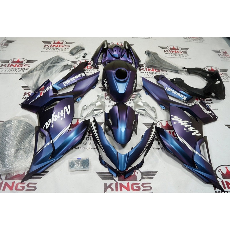 Fairings for Kawasaki Ninja 400 (2018-2023) Matte Chameleon Blue, Purple, White No Tank No Seat Cowl No Bolt Kit