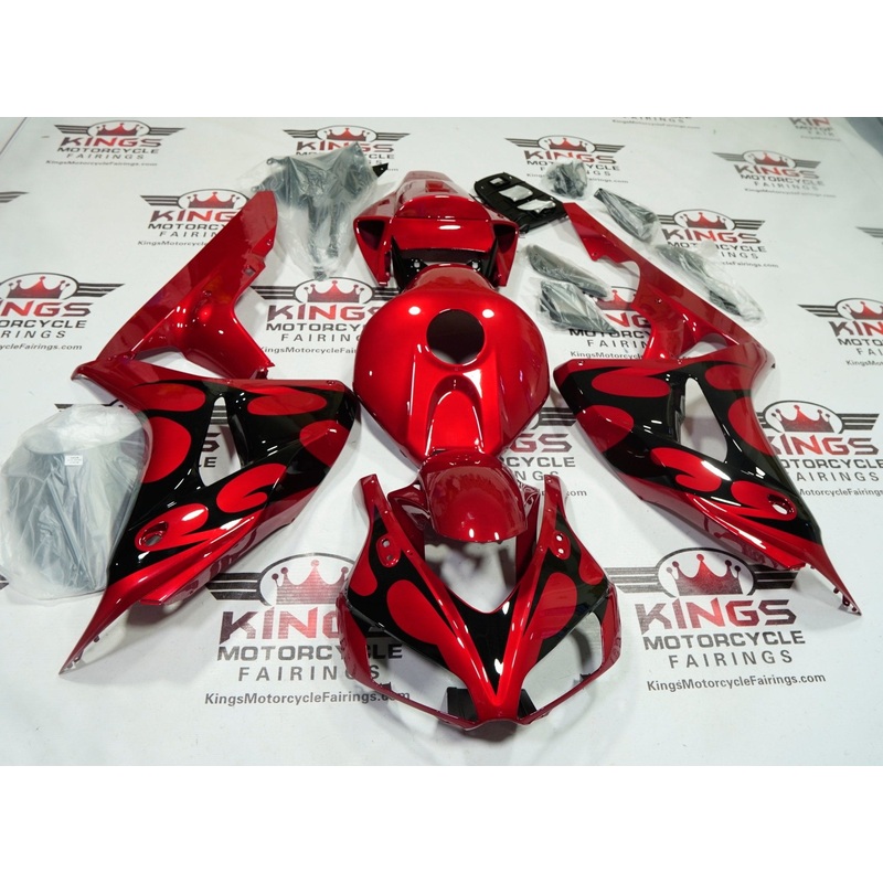 Honda CBR1000RR (2006-2007) Red Candy Apple, Black Tribal Fairings No Seat Cowl No Bolt Kit No Tank