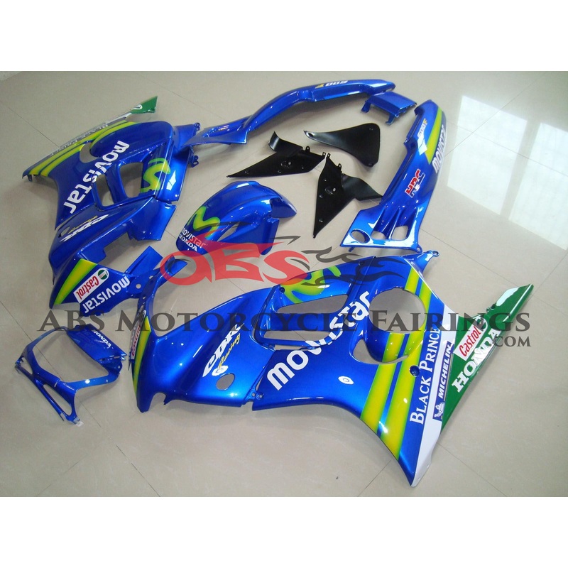 Honda CBR600FS (1995-1996) Blue Movistar Fairings Clear: Free No Bolt Kit No Tank Cover