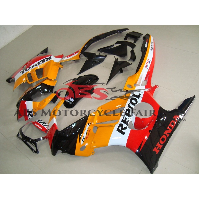Honda CBR600FS (1995-1996) Orange Repsol Fairings Clear: Free No Bolt Kit No Tank Cover