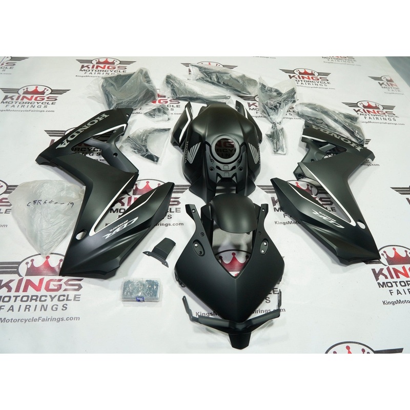 Honda CBR650R Fairings (2024-2025) Matte Black, White Stripe No Bolt Kit Free Clear Windscreen No Tank
