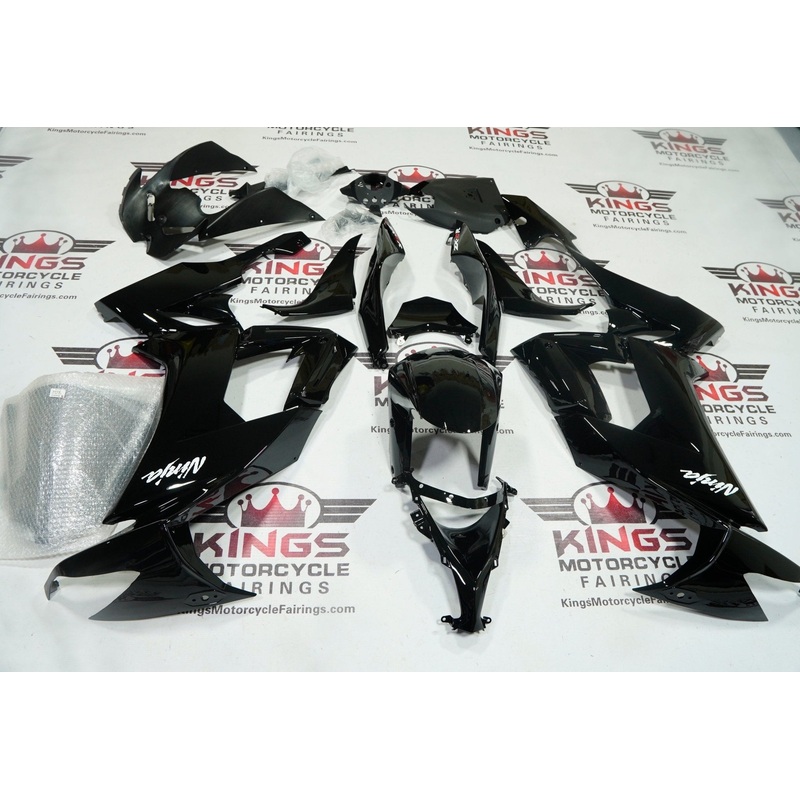 Kawasaki ZX10R Fairings (2008-2010) Black Gloss Clear Windscreen: Free No Seat Cowl No Bolt Kit