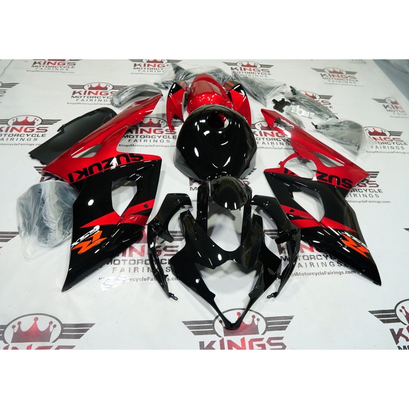 Suzuki GSXR1000 (2005-2006) Black Gloss, Candy Red Fairings No Seat Cowl No Bolt Kit No Tank