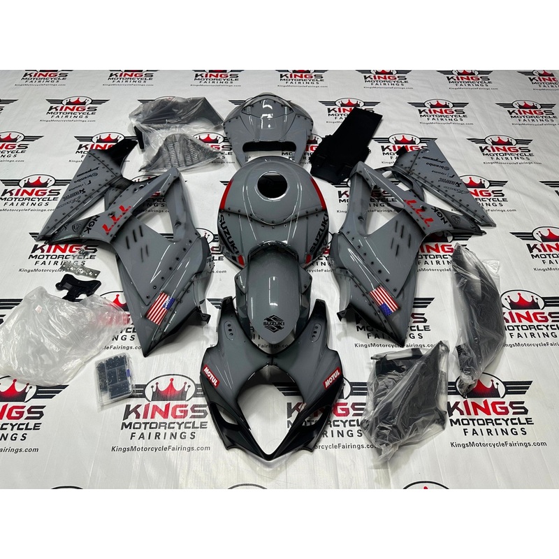 Suzuki GSXR1000 (2007-2008) Nardo Gray, Black, Red Fairings No Seat Cowl No Bolt Kit No Tank