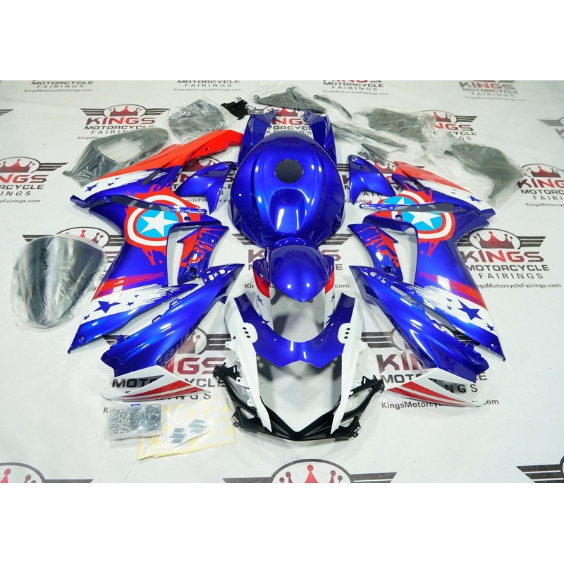 Suzuki GSXR750 (2011-2024) Blue Captain America Fairings No Seat Cowl No Bolt Kit No Tank