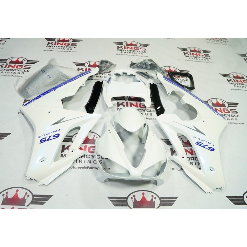 Triumph Daytona 675 (2009-2012) Pearl White, Blue, Black Fairings Clear Windscreen: Free No Bolt Kit