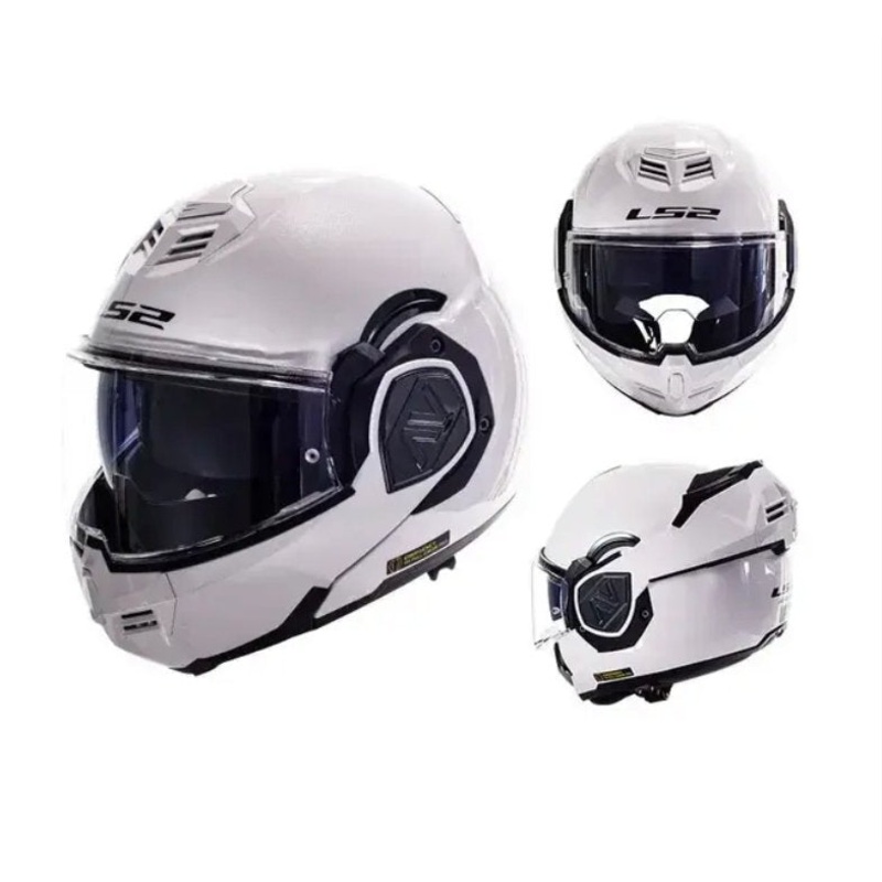 White Modular LS2 Motorcycle Helmet Medium (M)= 53-54 CM’s