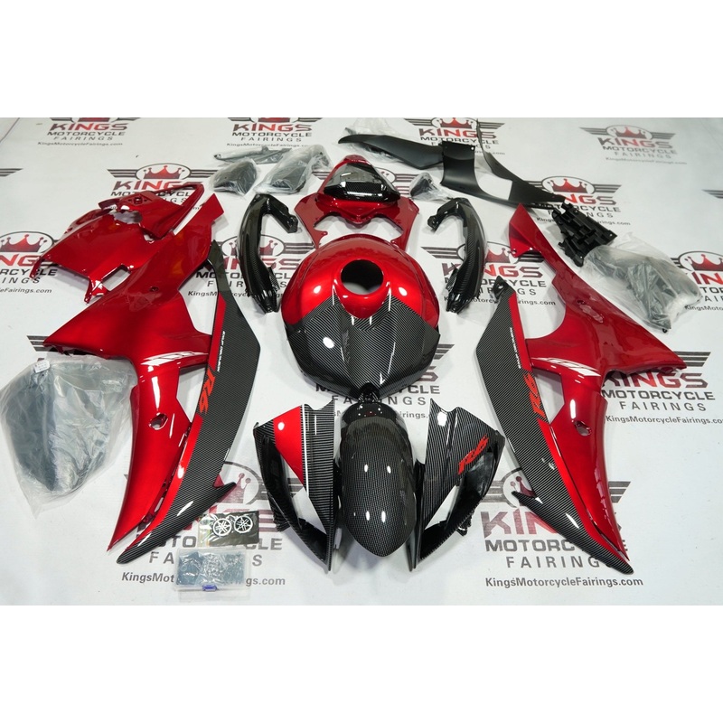 Yamaha YZF-R6 (2008-2016) Dark Red, Faux Carbon Fiber Fairings No Seat Cowl No Bolt Kit No Tank
