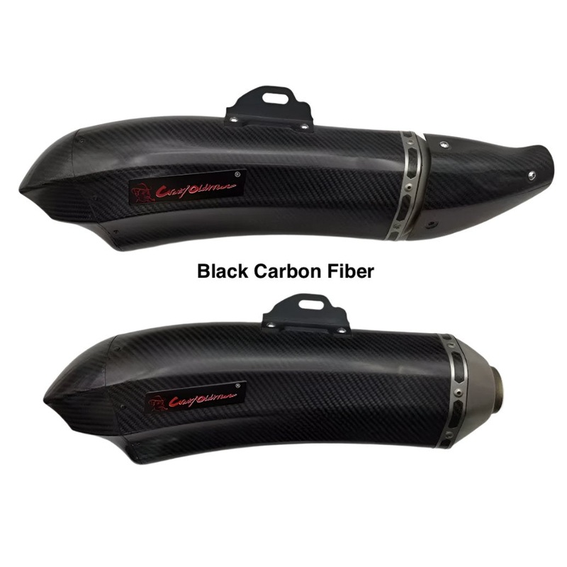 Black Carbon Fiber Motorcycle Exhaust – Universal Slip-On (400-1200cc) Black Carbon Fiber