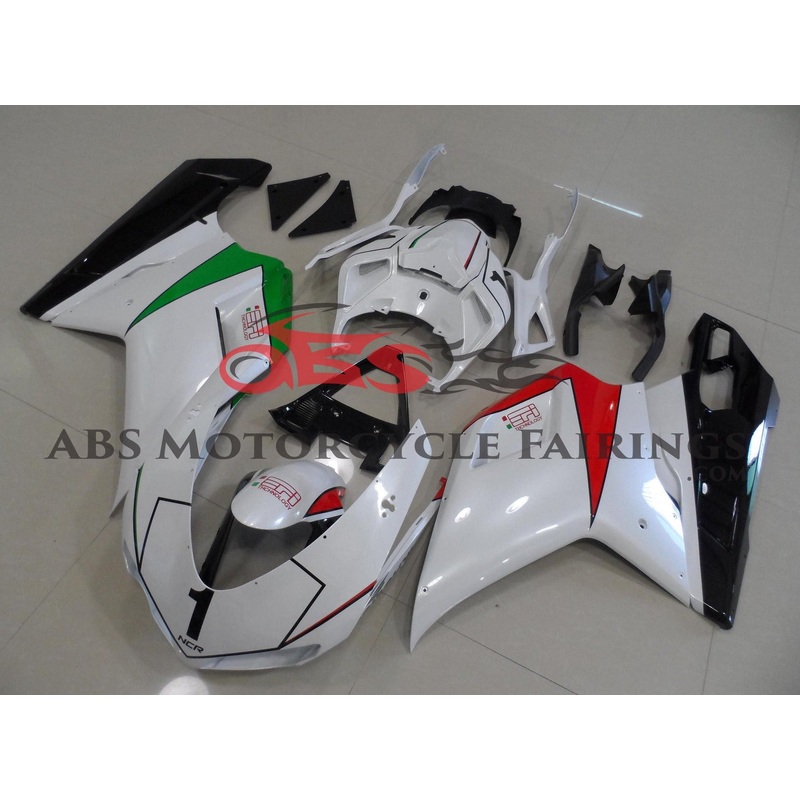 Ducati 1198 (2007-2012) White, Red, Green, Black Fairings Clear Windscreen: Free No Seat Cowl No Bolt Kit
