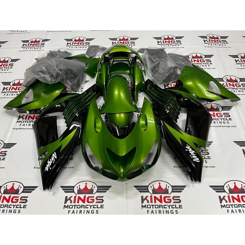 Fairing kit for a Kawasaki Ninja ZX14R (2006-2011) Green, Black, White Clear Windscreen: Free No Seat Cowl No Bolt Kit