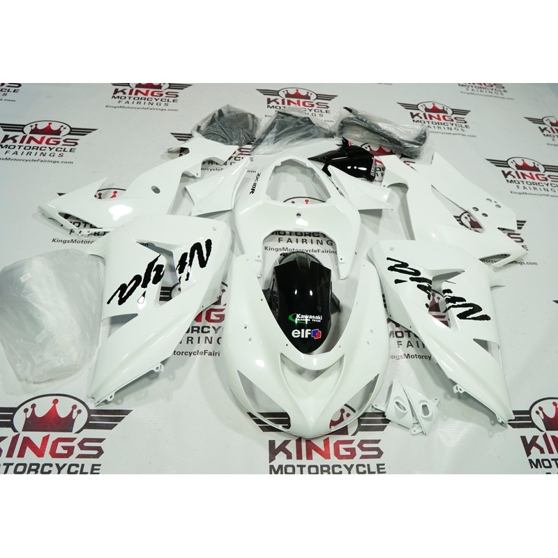 Fairing kit for a Kawasaki ZX10R (2006-2007) White, Black Clear Windscreen: Free No Seat Cowl No Bolt Kit