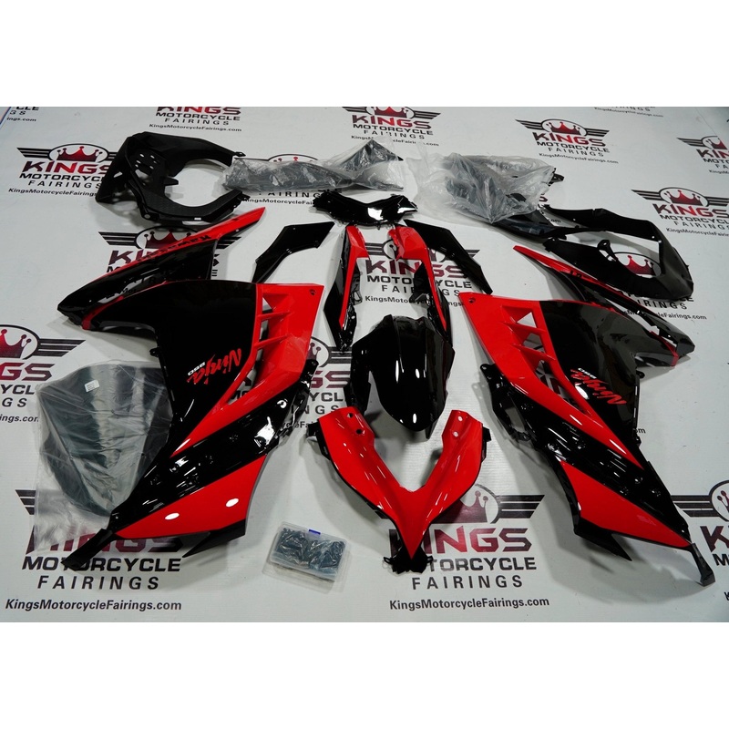 Fairings for Kawasaki Ninja 300 (2013-2024) Red, Gloss Black No Tank No Seat Cowl No Bolt Kit