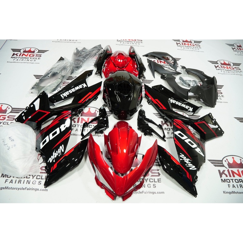 Fairings for Kawasaki Ninja 400 (2018-2023) Black, Candy Red, White No Tank No Seat Cowl No Bolt Kit