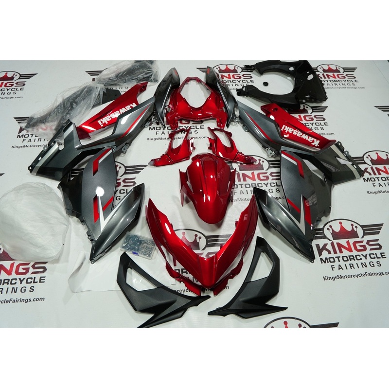 Fairings for Kawasaki Ninja 400 (2018-2023) Gray, Candy Red No Tank No Seat Cowl No Bolt Kit