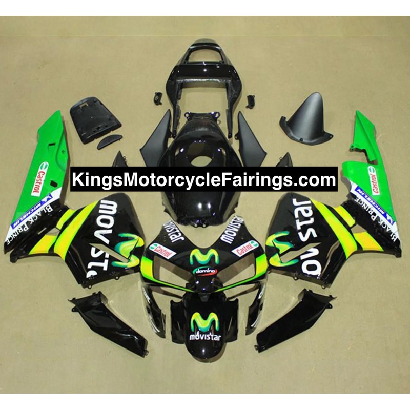 Honda CBR600RR (2003-2004) Black Movistar Fairings No Seat Cowl No Bolt Kit No Tank