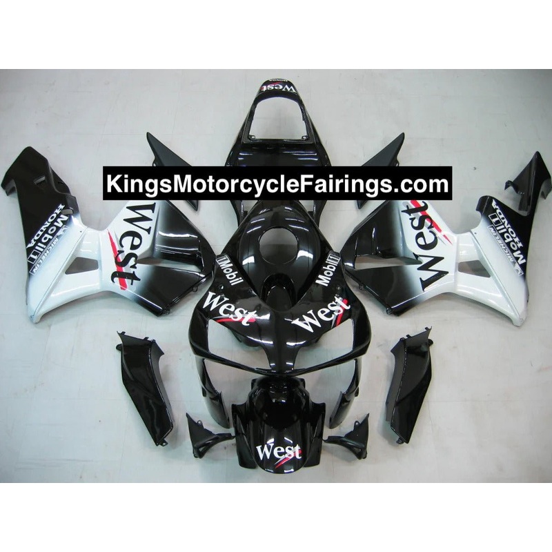 Honda CBR600RR (2003-2004) Black, White West Fairings No Seat Cowl No Bolt Kit No Tank