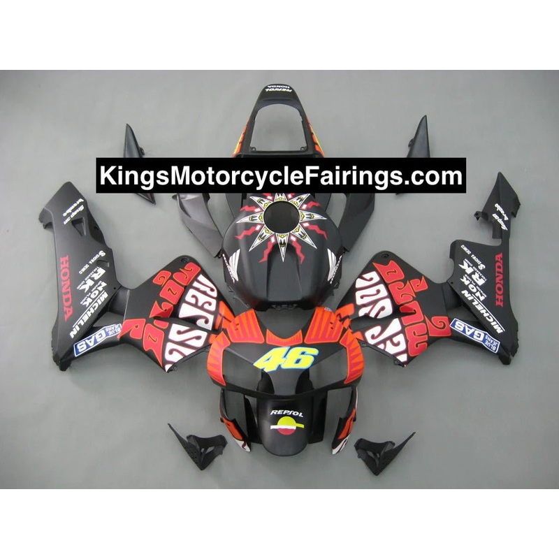 Honda CBR600RR (2003-2004) Matte Black, Orange Rossi Fairings No Seat Cowl No Bolt Kit No Tank