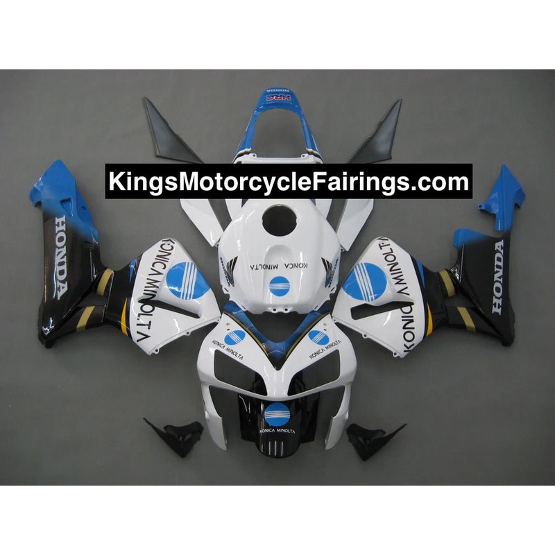 Honda CBR600RR (2003-2004) White, Black, Blue Konica Minolta Fairings No Seat Cowl No Bolt Kit No Tank