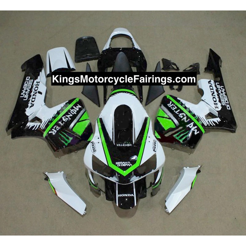 Honda CBR600RR (2003-2004) White, Black, Green Monster Energy Fairings No Seat Cowl No Bolt Kit No Tank