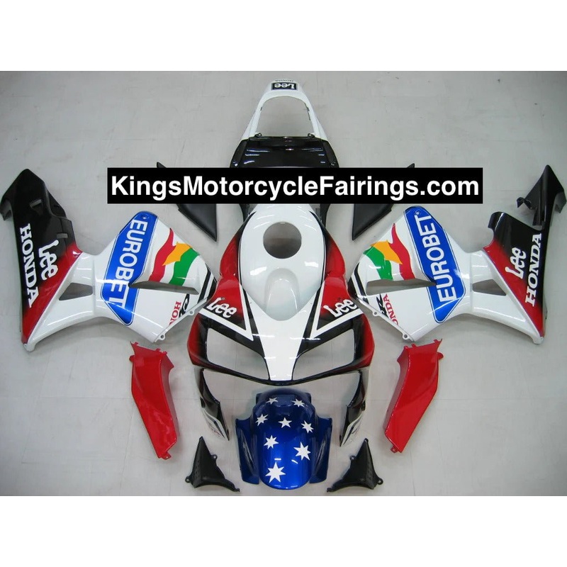 Honda CBR600RR (2003-2004) White, Red EUROBET Fairings No Seat Cowl No Bolt Kit No Tank