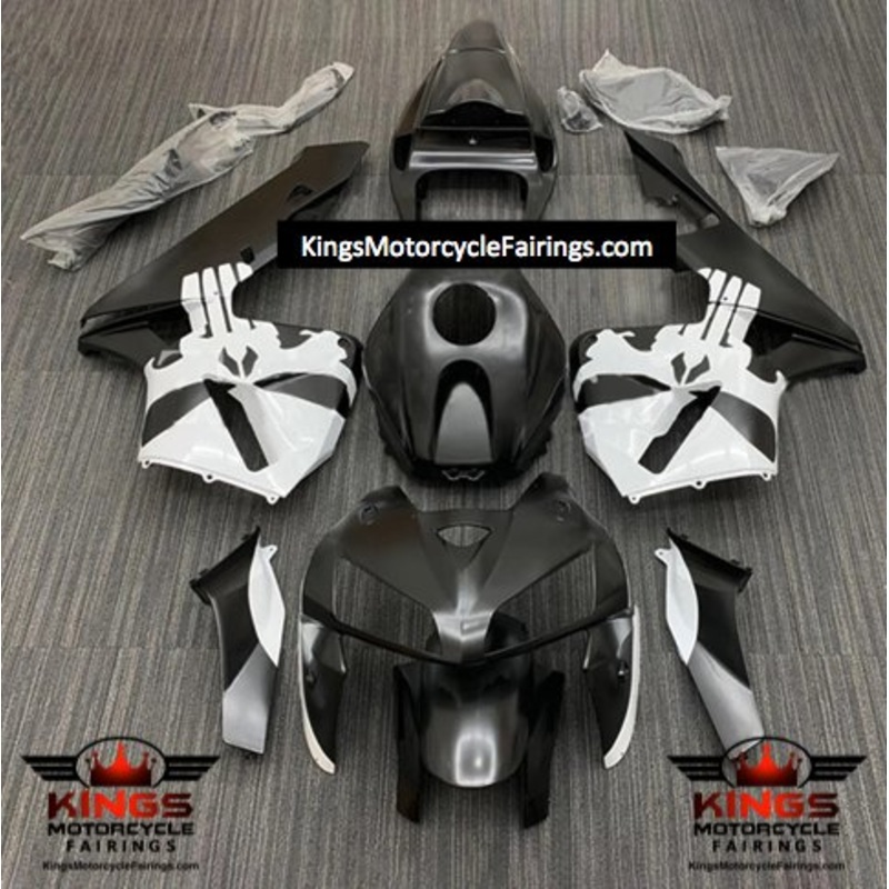 Honda CBR600RR (2005-2006) Matte Black, White Punisher Skull Fairings No Seat Cowl No Bolt Kit No Tank