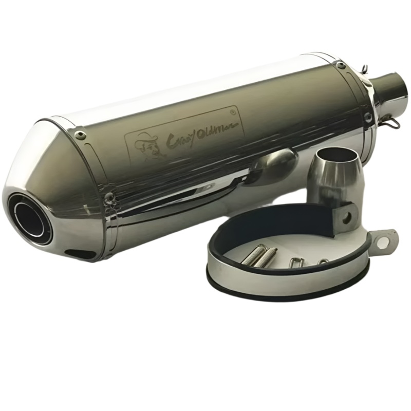 Motorcycle Exhaust Muffler, Chrome – Universal Slip-On (150-400cc) Chrome