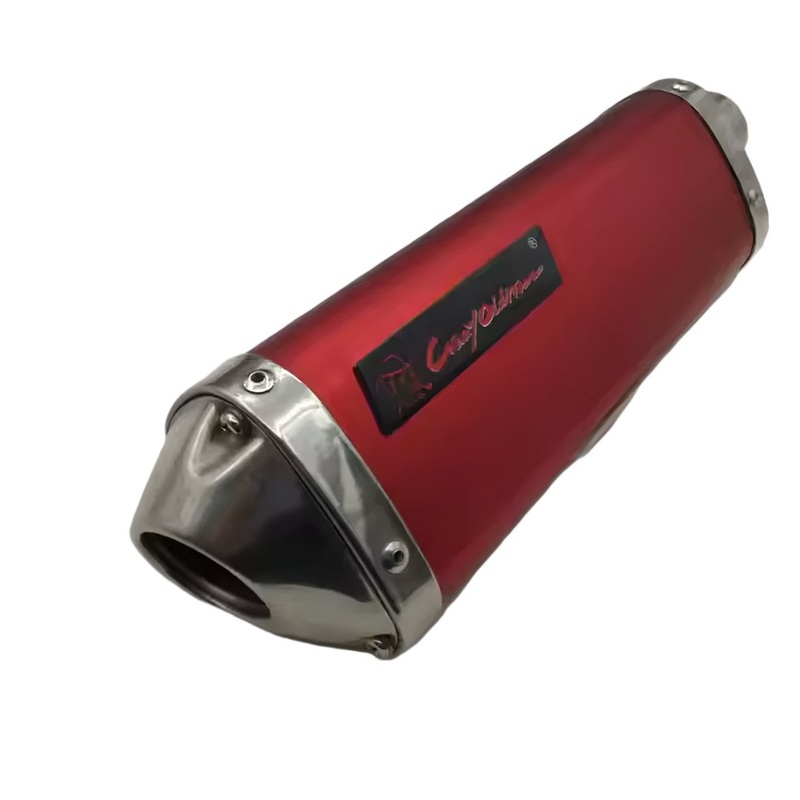 Motorcycle Exhaust Muffler, Red – Universal Slip-On (50-200cc) Red