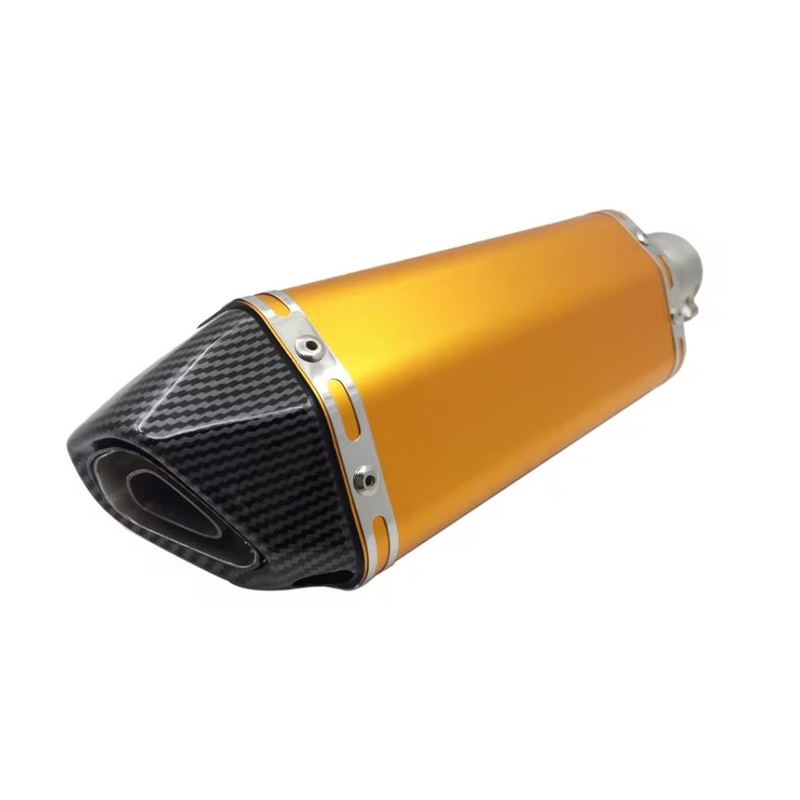 Motorcycle Exhaust Muffler, Yellow Gold- Universal Slip-On (150-250cc)