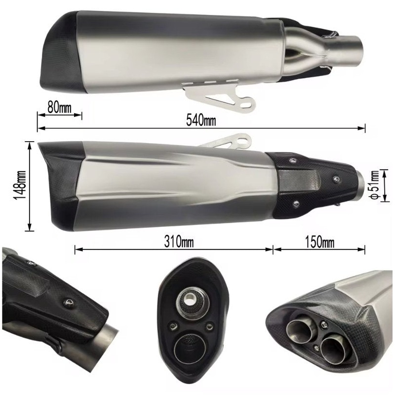 Stainless Steel Motorcycle Exhaust – Universal Slip-On (under 1000cc) Stainless Steel