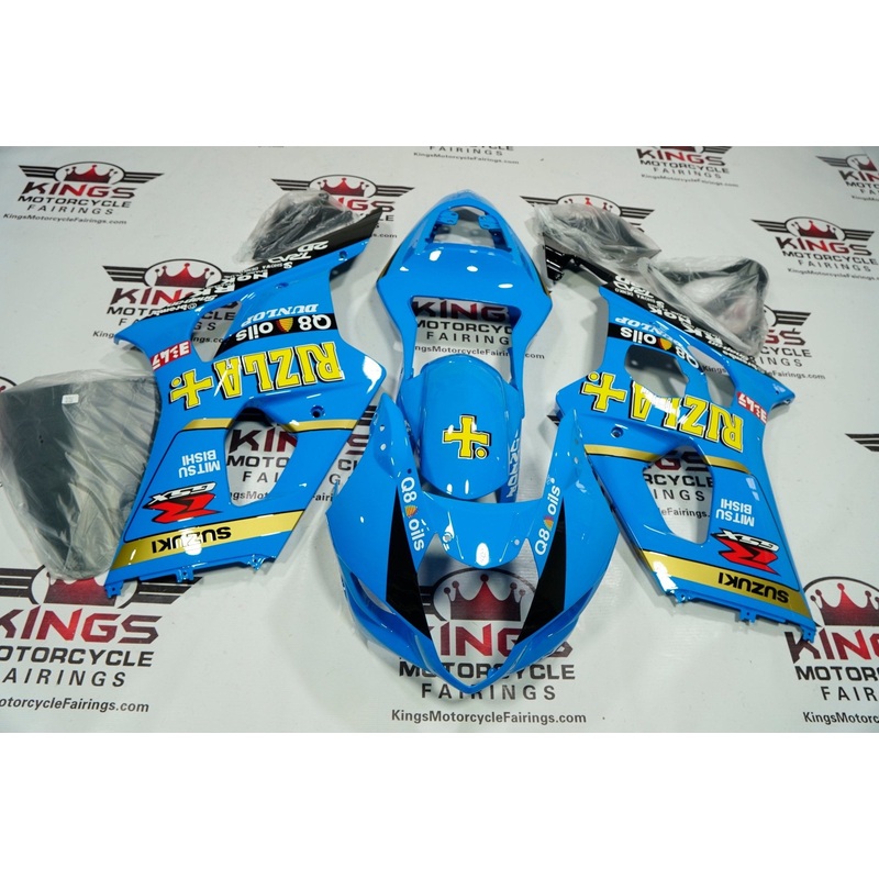 Suzuki GSXR1000 (2003-2004) Light Blue, Yellow Rizla Fairings Clear Windscreen: Free No Seat Cowl No Bolt Kit