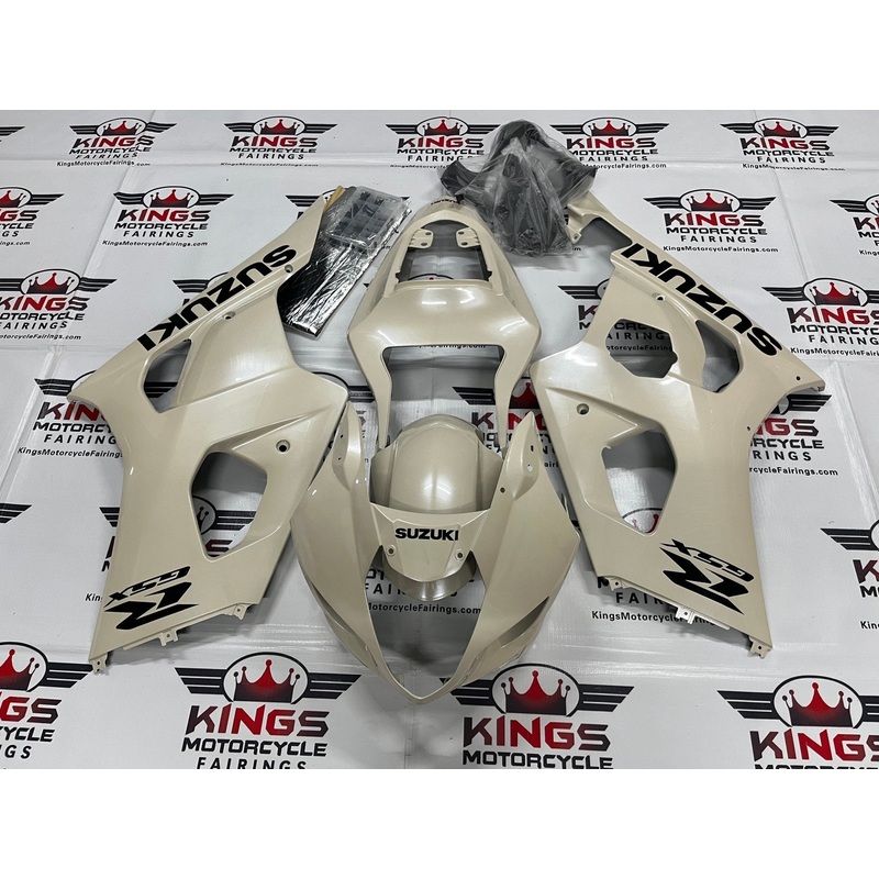 Suzuki GSXR1000 (2003-2004) Pearl Sand & Black Fairings Clear Windscreen: Free No Seat Cowl No Bolt Kit