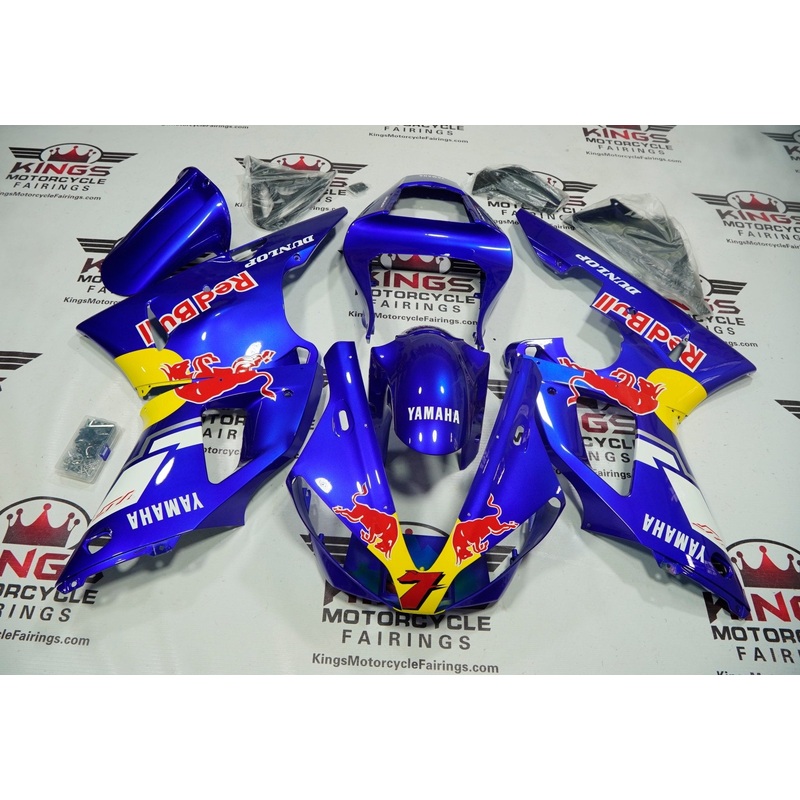 Yamaha YZF-R1 (2000-2001) Blue Red Bull Fairings Clear Windscreen: Free No Seat Cowl No Bolt Kit