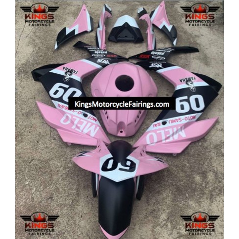 Yamaha YZF-R3 (2015-2018) Matte Pink, Black, White Fairings No Seat Cowl No Bolt Kit No Tank Cover