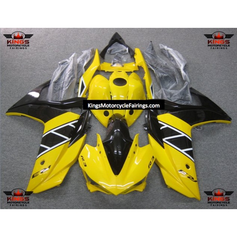 Yamaha YZF-R3 (2015-2018) Yellow, Black, White Fairings No Seat Cowl No Bolt Kit No Tank Cover
