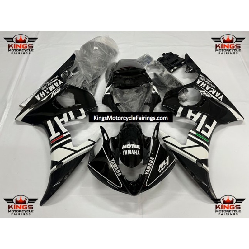 Yamaha YZF-R6 (2008-2016) Black, White FIAT Fairings No Seat Cowl No Bolt Kit No Tank