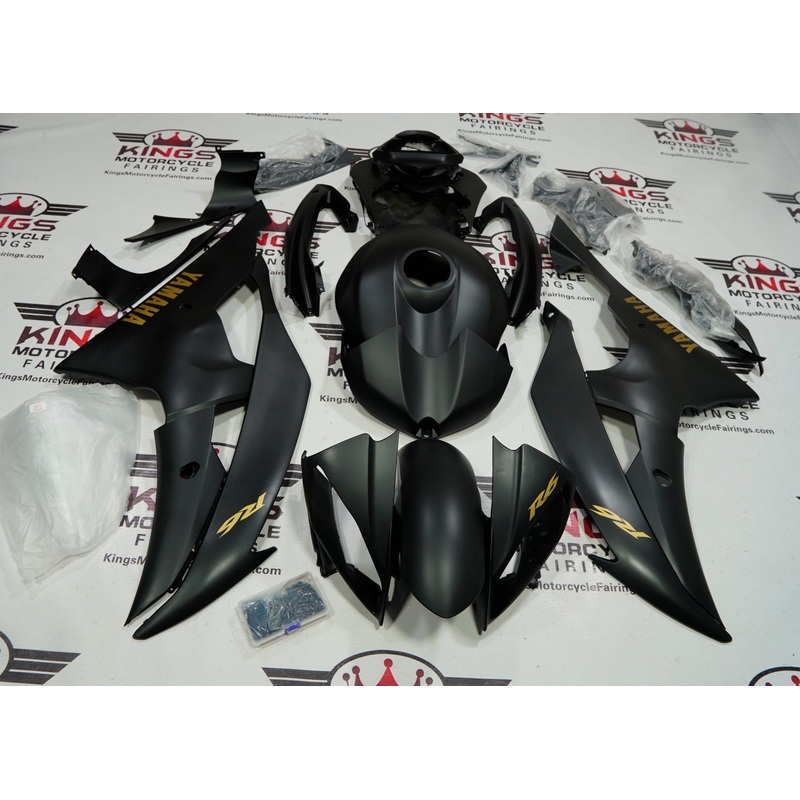 Yamaha YZF-R6 (2008-2016) Matte Black, Gold Fairings No Seat Cowl No Bolt Kit No Tank