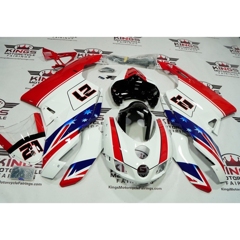 Ducati 749 (2005-2006) White, Red, Blue, Black #21 Fairings Clear Windscreen: Free No Seat Cowl No Bolt Kit