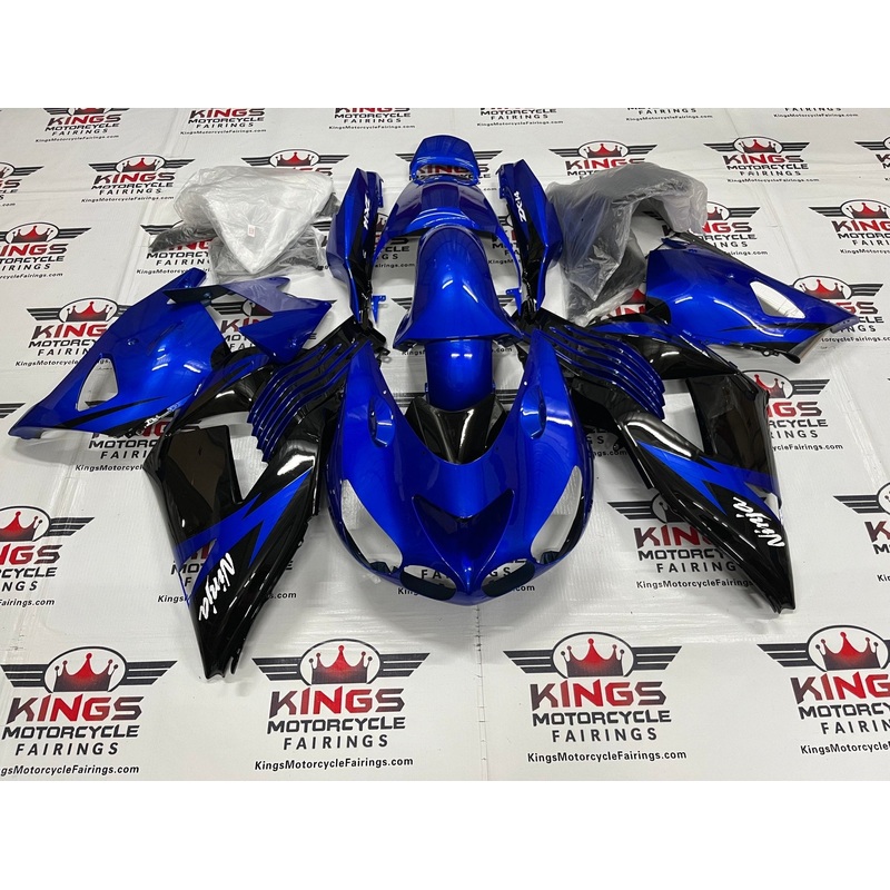 Fairing kit for a Kawasaki Ninja ZX14R (2006-2011) Blue, Black Clear Windscreen: Free No Seat Cowl No Bolt Kit