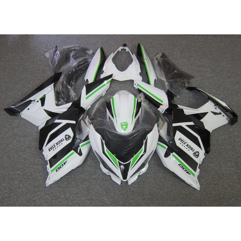 Fairings for Kawasaki Ninja 400 (2018-2023) White, Green, Black TrickStar No Tank No Seat Cowl No Bolt Kit