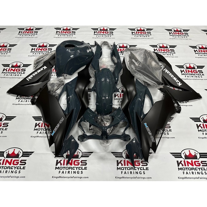 FAIRINGS FOR KAWASAKI NINJA ZX6R 636 (2019-2023) DARK NARDO BLUE GRAY, MATTE BLACK No Seat Cowl No Bolt Kit No Tank