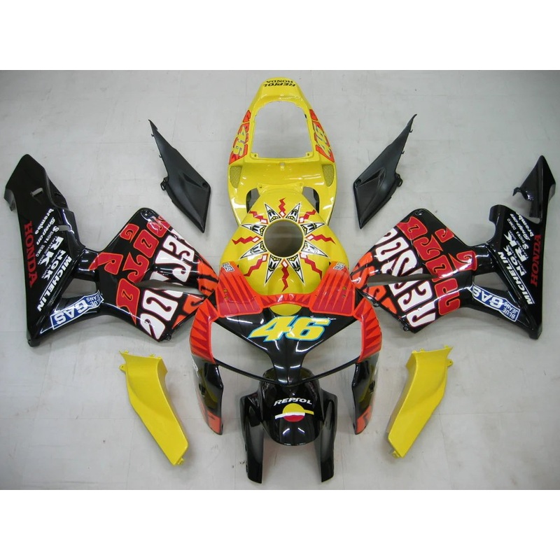Honda CBR600RR (2005-2006) Black, Yellow Rossi Fairings No Seat Cowl No Bolt Kit No Tank