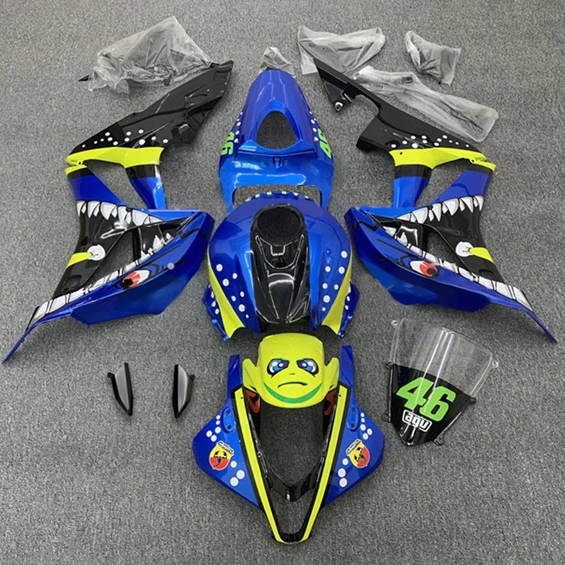 Honda CBR600RR (2007-2008) Blue, Neon Yellow Shark Fairings No Seat Cowl No Bolt Kit No Tank