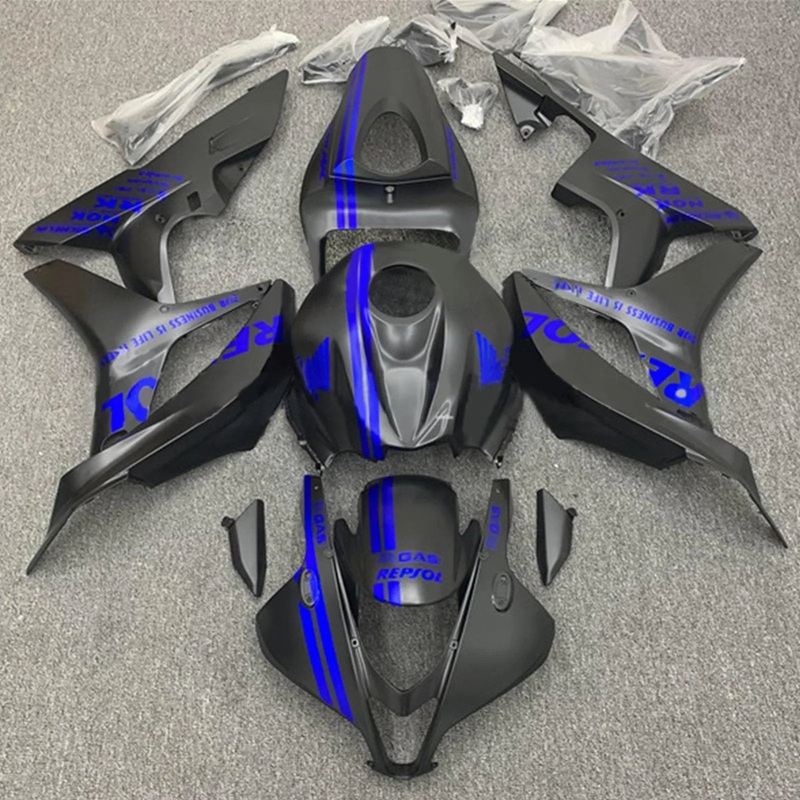 Honda CBR600RR (2007-2008) Matte Black, Blue Repsol Fairings No Seat Cowl No Bolt Kit No Tank