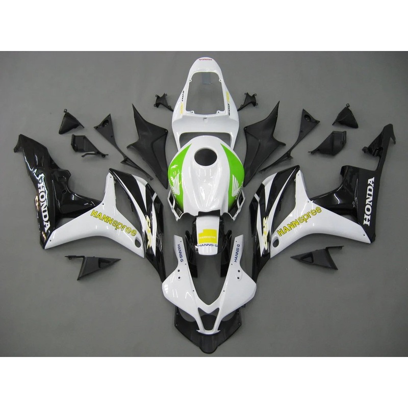 Honda CBR600RR (2007-2008) White, Black, Green, Yellow Hannspree Fairings No Seat Cowl No Bolt Kit No Tank