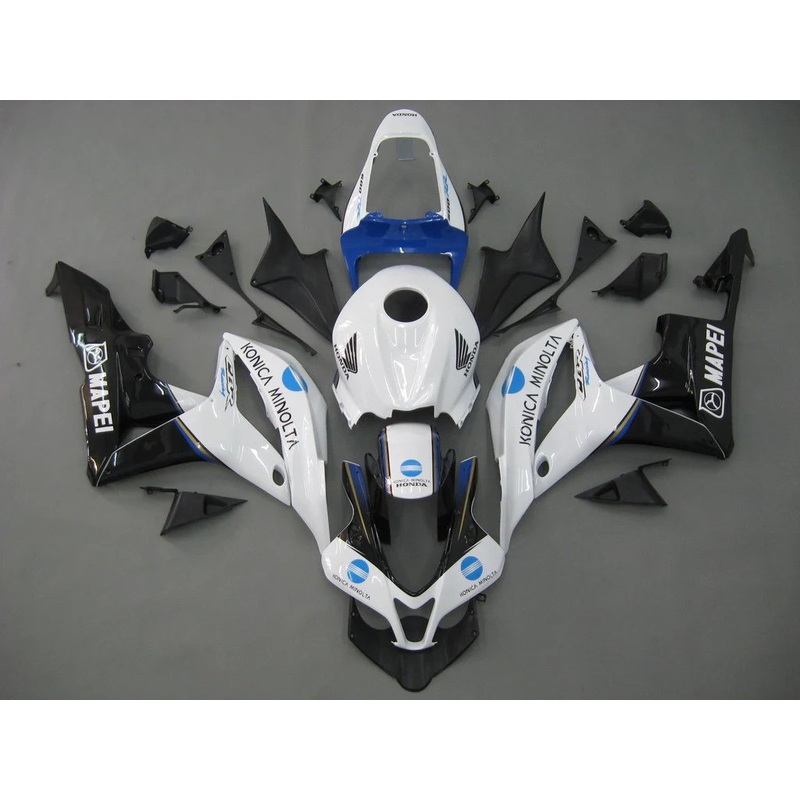 Honda CBR600RR (2007-2008) White, Blue, Black Konica Minolta Fairings No Seat Cowl No Bolt Kit No Tank