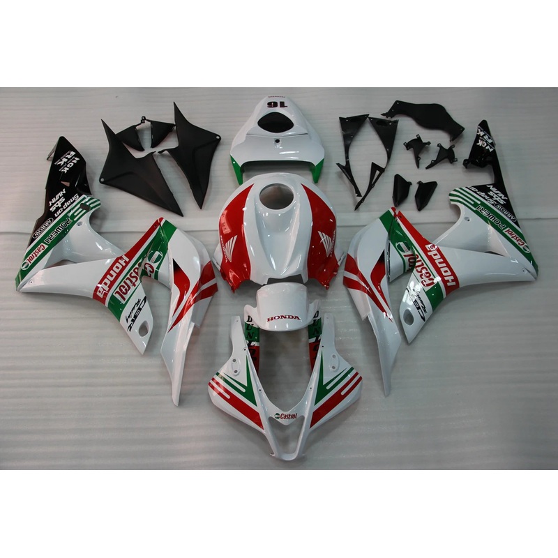 Honda CBR600RR (2007-2008) White, Red, Green Castrol Fairings No Seat Cowl No Bolt Kit No Tank