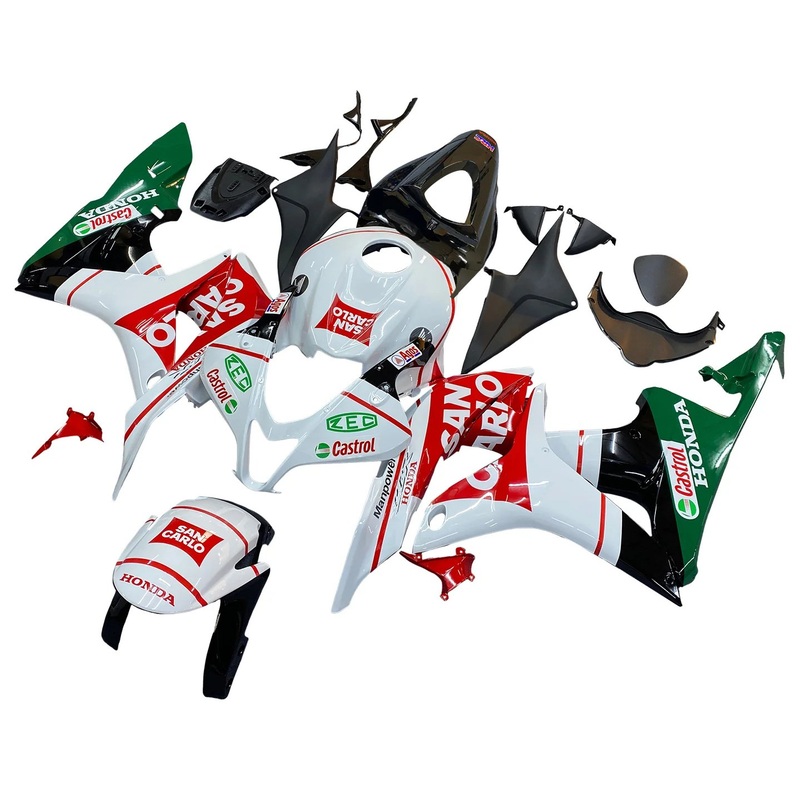 Honda CBR600RR (2007-2008) White, Red, Green San Carlo Fairings No Seat Cowl No Bolt Kit No Tank
