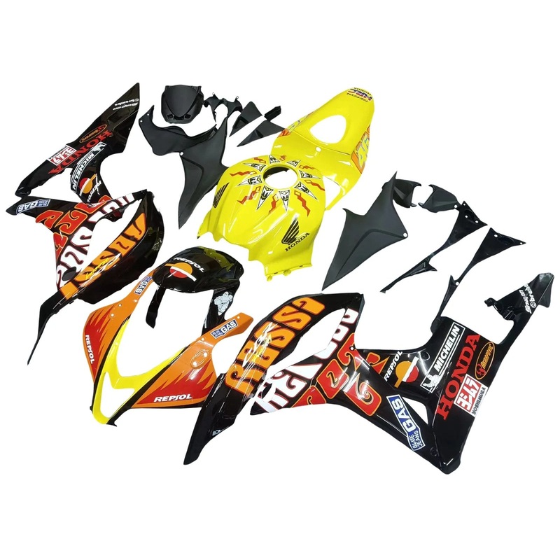 Honda CBR600RR (2007-2008) Yellow, Black Rossi Fairings No Seat Cowl No Bolt Kit No Tank